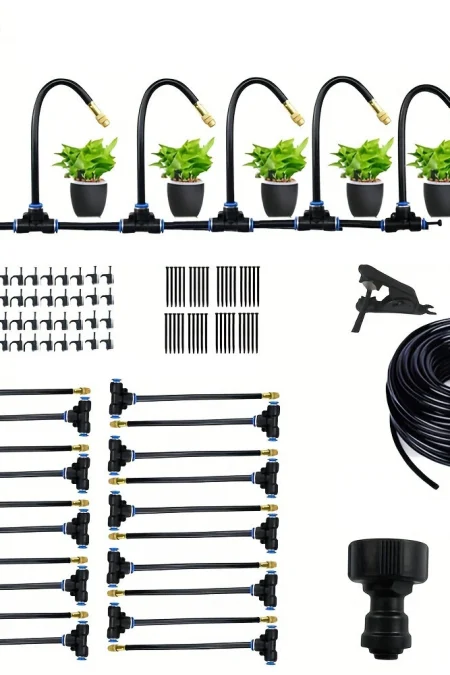 Professional Mist Rotating Nozzle Automatic Watering Kit 20m Universal Drip Irrigation Kit Adjustable 7.87" Brass Mist N