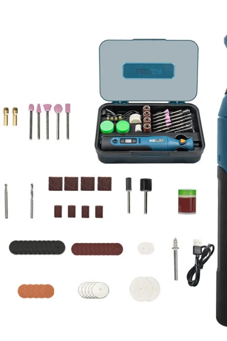 66pcs Electric Cordless Rotary Tool Kit 7.4V Rechargeable 50W 25000RPM Precision Grinding Polishing Cutting Wood Carving