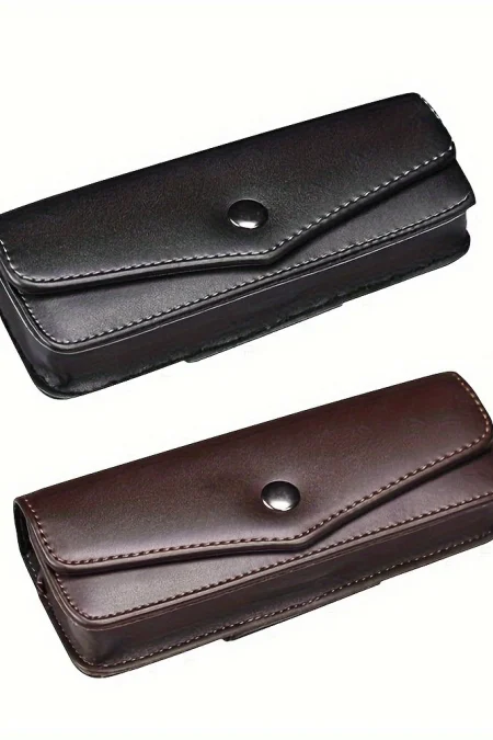 Hasp Reading Glasses Case Hung On the Belt Leather Waistpack Sunglasses Storage Box for Everyday Use