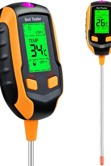 4-in-1/5-in-1 Soil Tester with pH Temperature Moisture Sunlight and Air Moisture Detection Quick Accurate LCD Display Id