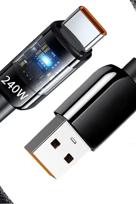 10A 240W USB-A to Type-C Cable Fast Charging Data Transmission Copper Core Line 0.25M/1M/1.5M/2M Long for iPhone 16 16 P