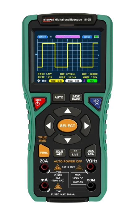2IN1 WINAPEX 810B Digital Oscilloscope Multimeter 10MHz Bandwidth 50MSa/s Sampling High Sensitivity ±400V Overload Prote