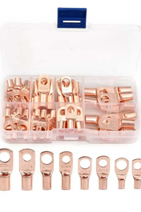60pcs Wire Lug Copper Ring SC6-25 Copper Connectors Bare Cable Electric Crimp Terminal Connector Kit