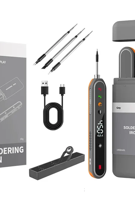 USB Digital Soldering Iron Set Adjustable Temperature 180-450℃ Type-C Rechargeable 1400mAh Battery Portable Kit for Elec