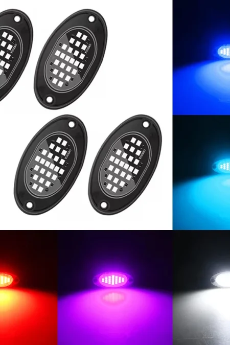 4PCS 8000LM Car LED Underglow Lights Atmosphere Lights Grille Modified Lights Universal for Off-road Vehicles