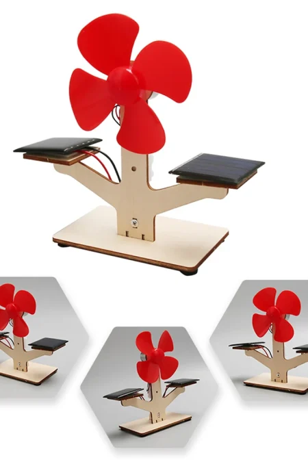 Wooden Solar Power Fan Model Assembly Kit DIY Children's Science Experiment Education Puzzle Toy Student Technology Smal