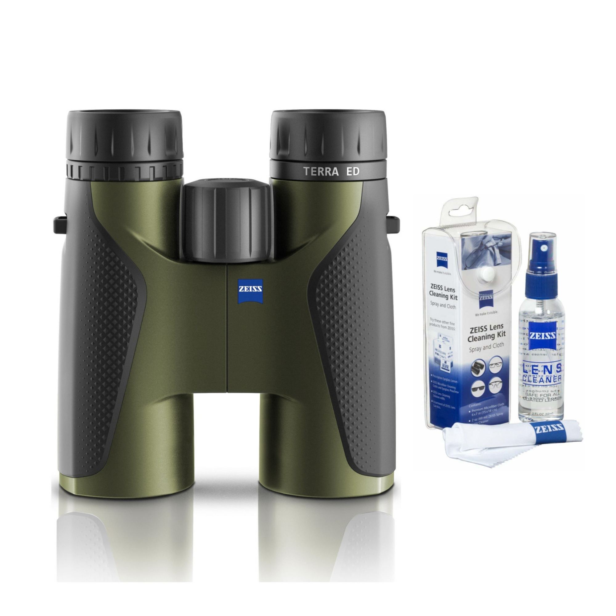 Zeiss 8x42 Terra HD Schott ED Glass Binoculars (Green) with Zeiss Lens Cleaning Kit Bundle