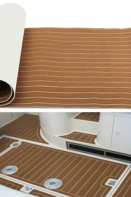 Eluto 2400x900x6mm EVA Foam Light Brown Boat Flooring Faux Teak Decking Sheet Pad