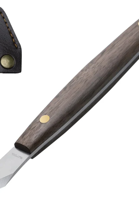 Marking Knife High Carbon Steel Woodworking Scribe 7.6 Inch Double Beveled Blade with Wooden Handle and Leather Sheath
