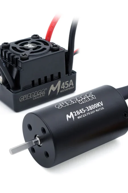 SURPASS HOBBY M2845/M540 All Black Waterproof Brushless Motor W/ M45A Waterproof ESC 4.0 Connector Suitable for 1/14 Mod