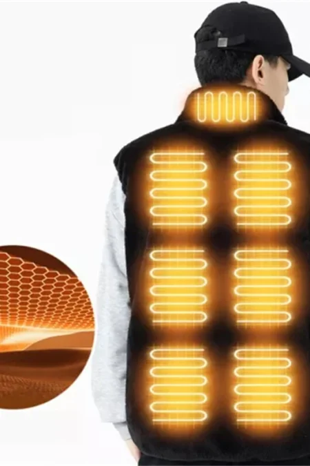 TENGOO HV-09F Heated Vest 9 Heating Areas USB Charging 3 Gear Temperature Control Coral fleece Windproof Outdoor Winter