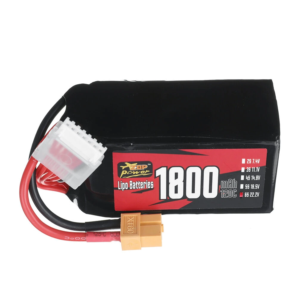 ZOP Power 22.2V 1800mAh 120C 6S LiPo Battery XT60 Plug for RC Drone