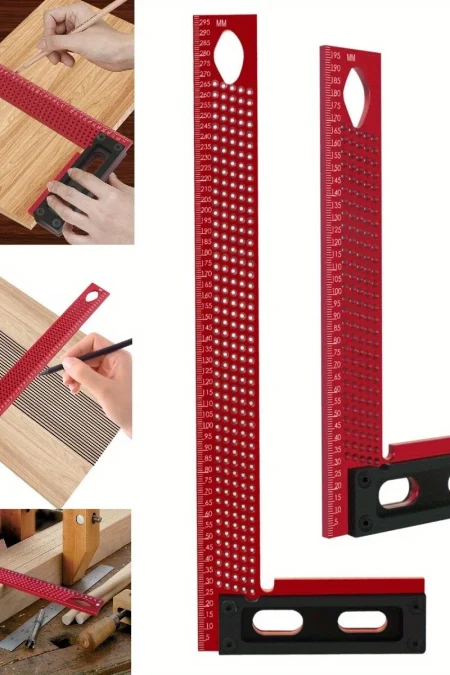200mm/300mm Carpenter L Shaped Metric Square Right Angle Ruler Hole Positioning Scribing Ruler Layout Measuring Tool