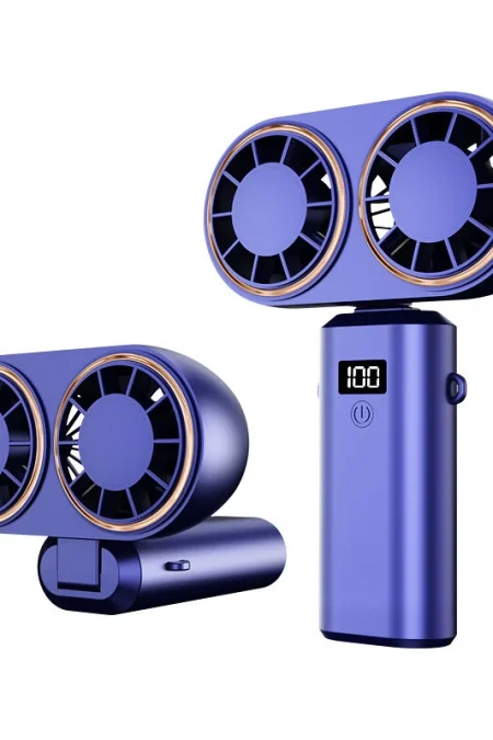 Neck Hanging Fan USB Rechargeable Folding Design Dual Turbo Dual Fan Cooler Rechargeable Cooling Fan With Digital Displa
