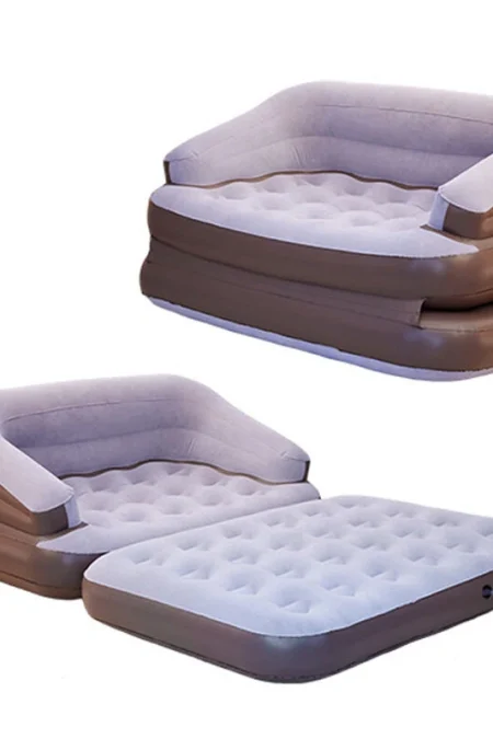 Xmund 2-in-1 Inflatable Couch Air Mattress Sofa Bed Plus Loveseat Couches, Portable Folding Couch for Living Room, Home,
