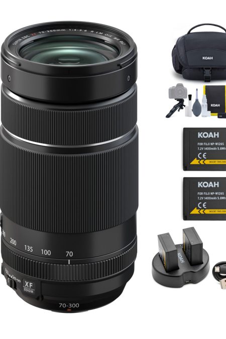 Fujifilm XF70-300mmF4-5.6 R LM OIS WR Lens with Rechargeable Battery (2 pack) & Charger and Bag