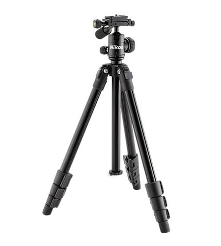 Nikon 16749 Compact Outdoor Four-Section Aluminum Alloy Expandable Tripod with Grip Handle (Black)