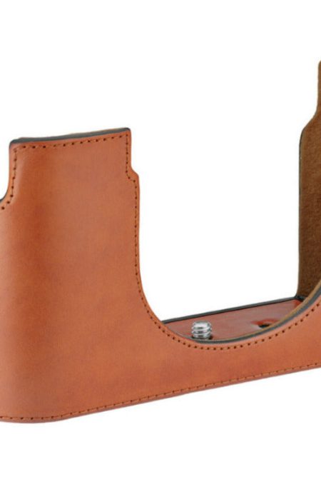 Leica Vegetable-Tanned Leather Half-Case for Q3 Camera with Additional Compartment (Cognac)