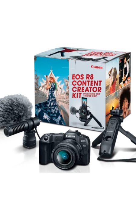 Canon EOS R8 Content Creator Kit Camera with In-Camera Compositing, Stereo Microphone and Lens Cap