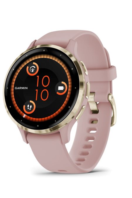 Garmin Venu 3S Soft Gold SS Bezel Smart Watch with 41mm Dust Rose Case and Silicone Band