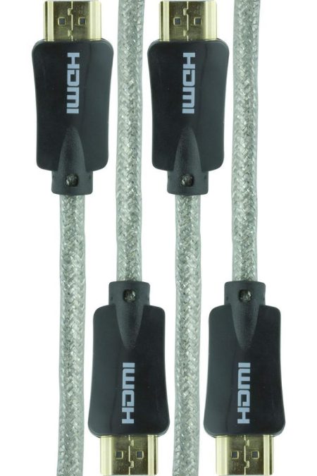 GE Pro Premium 6 Feet High-Speed HDMI Cable with Built-In Ethernet for 4K UltraHD (Silver, 2-Pack)