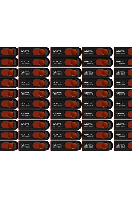 Adata C008 32GB USB 2.0 Retractable Flash Drive (Red) with USB 3.0 to USB-C Adapter (50-Pack)
