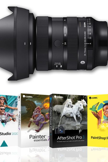 Sigma 24-70MM F2.8 DG DN II ART Lens, L Mount + Corel Software Bundle of 4