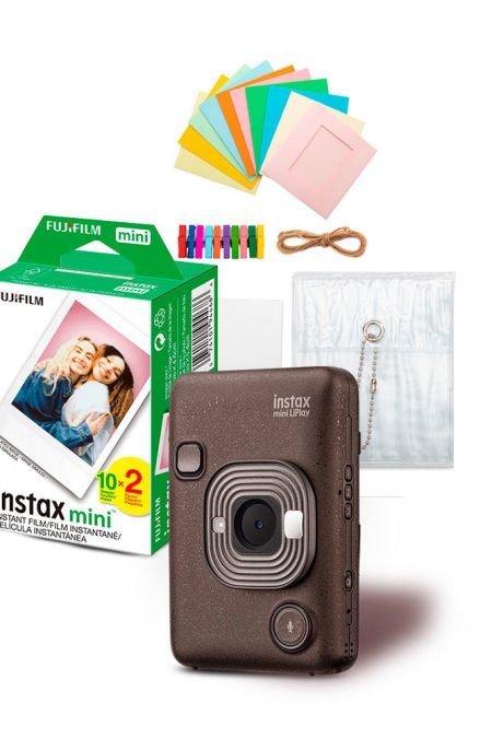Fujifilm Instax Mini LiPlay Hybrid Instant Camera and Smartphone Printer (Deep Bronze) Bundle