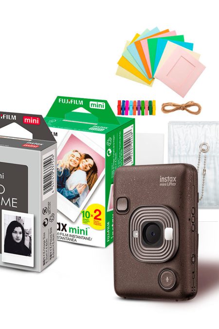 Fujifilm Instax Mini LiPlay Hybrid Instant Camera and Smartphone Printer (Deep Bronze) Bundle