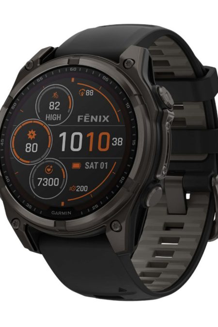 Garmin fenix 8 Sapphire Solar 47mm Smartwatch with Built-In LED Flashlight (Black and Pebble Gray)