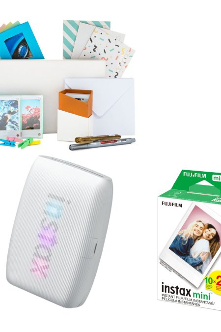 Fujifilm Instax Mini Link 3 Compact Smartphone Printer with Focus Camera Kit (Clay White) Bundle