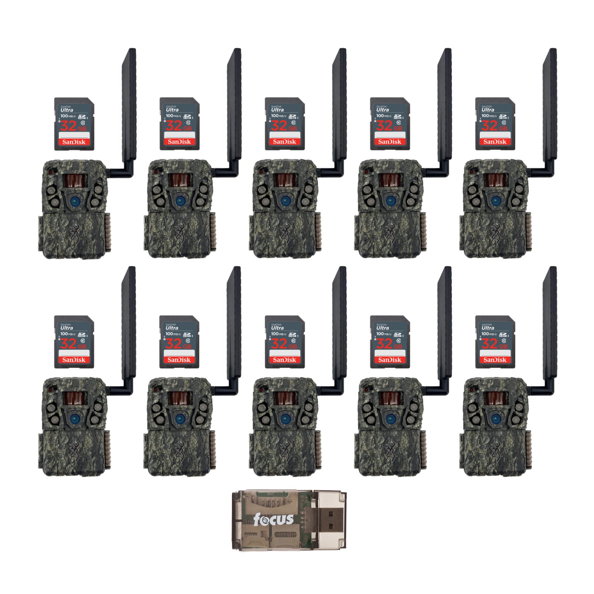 Browning Trail Camera 24MP Defender Wireless Vision Pro HD (10-Pack) with 10x Memory Card Bundle
