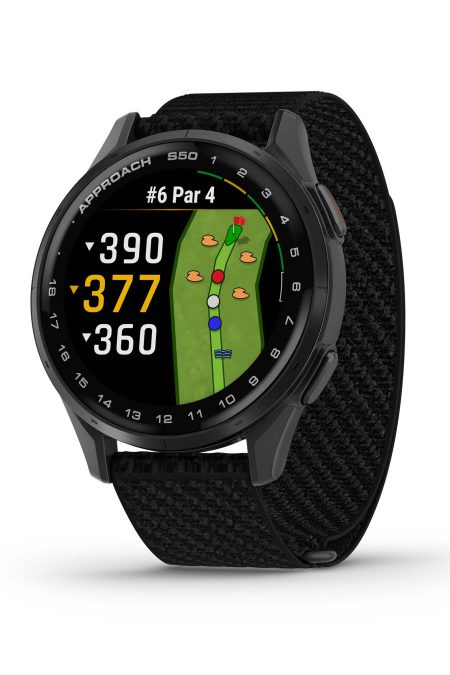 Garmin Approach S50 GPS AMOLED Golf Smartwatch (Slate Aluminum Bezel, Black ComfortFit Nylon Band)