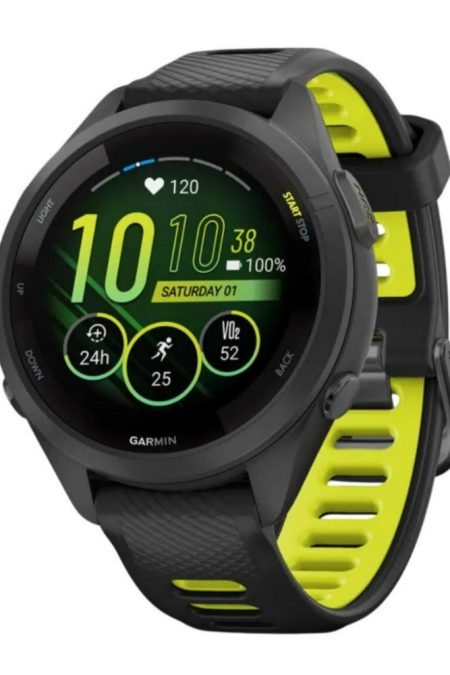 Garmin Forerunner 265S Black Bezel and Case AMOLED GPS Running Smartwatch (Black and Amp Yellow)