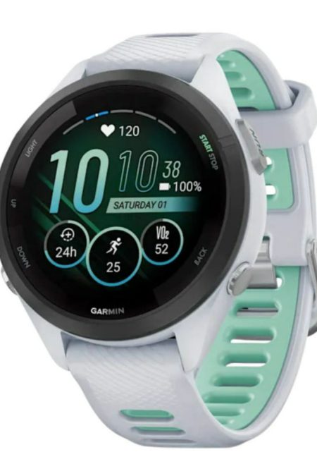 Garmin Forerunner 265S Black Bezel with Whitestone Case GPS Smartwatch (Whitestone and Neo Tropic)