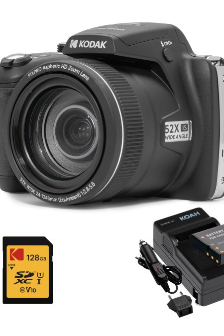 Kodak PIXPRO AZ528 16MP Astro and 52x Optical Zoom Digital Camera (Black) with 128GB SD Card Bundle