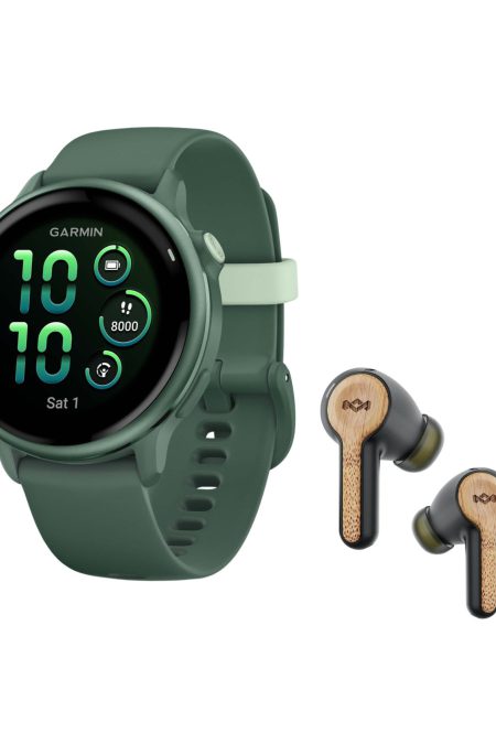 Garmin vivoactive 6 GPS Smartwatch (Metallic Jasper Green) Bundle with Wireless Earbuds