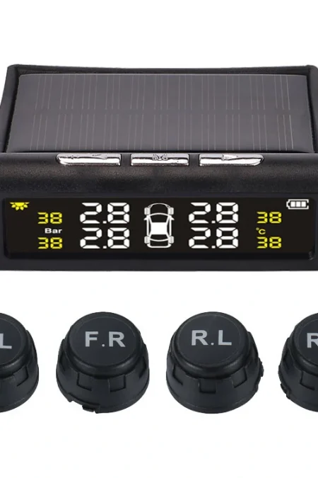 Solar Power TPMS Car Tire Pressure Alarm Monitor System Auto Security External Sensor Tyre Pressure Temperature Warning