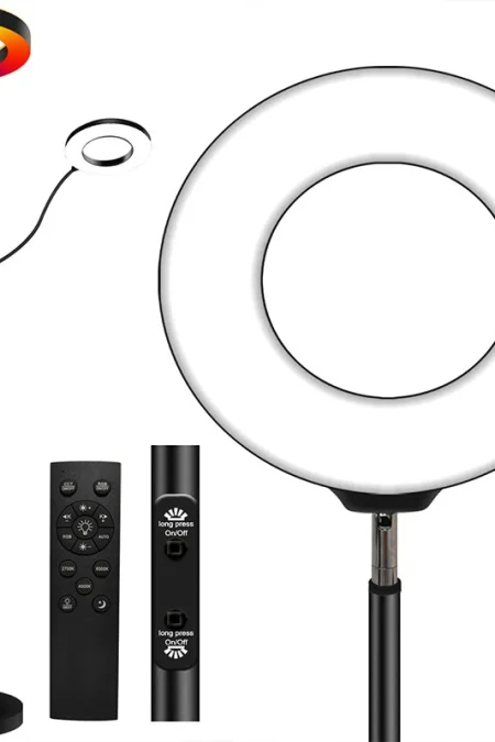 Elfeland 36W Two-Head Floor Lamp With Remote Control RGB & 2700K~6500K Color Temperature Adjustable Brightness Readind L