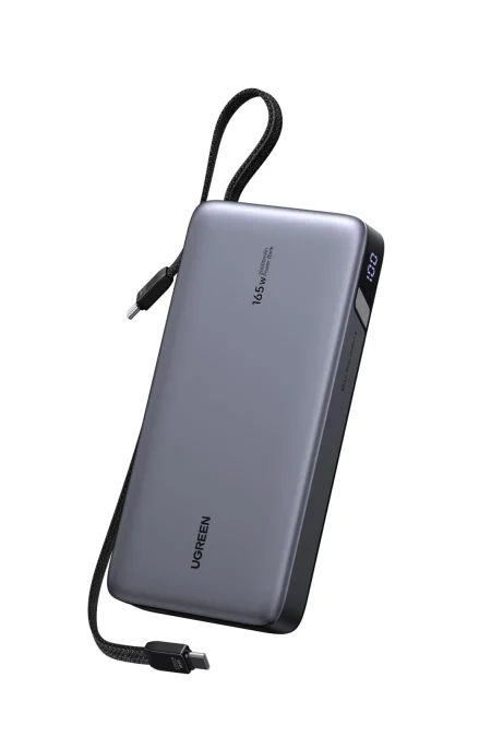 UGreen PB552 165W 90Wh 25000mAh Power Bank with Integrated Dual Type-C Cables External Battery Power Supply with 3 Input