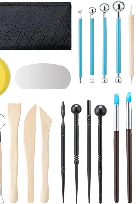 27pcs Clay Tools Kit Pottery Tools High Quality Wood and Stainless Steel Sculpting Kit Multi Functional Polymer Clay Too