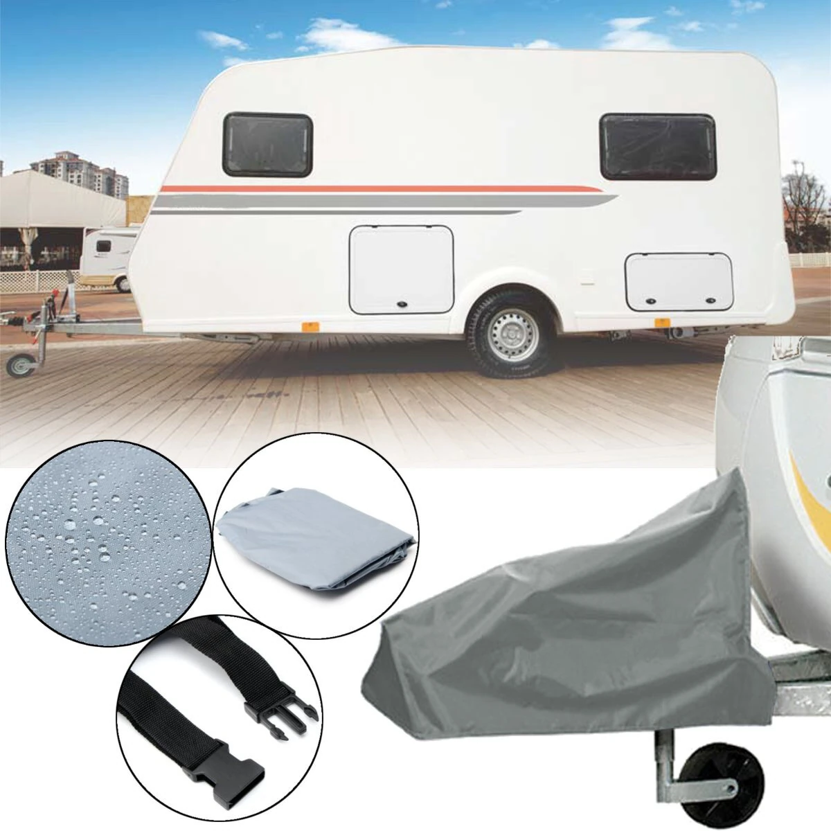 Universal Caravan Hitch Cover Grey RV Trailer Tow Ball Coupling Lock Cover