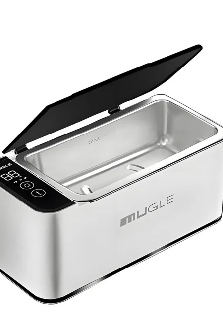 Mugle 40W Portable Jewelry Cleaner 46kHz U1trasonic Vibration Power with Touch Screen 4 Cleaning Times Setting and 304 S
