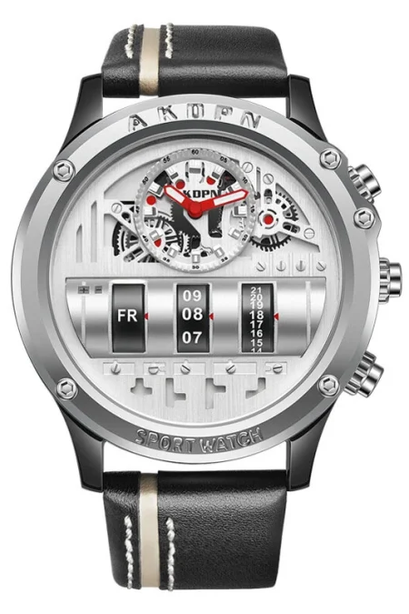 Luxury Multifunctional Electronic Quartz Watch Luminous Waterproof Date Display High-quality Leather Strap Men's Wristwa