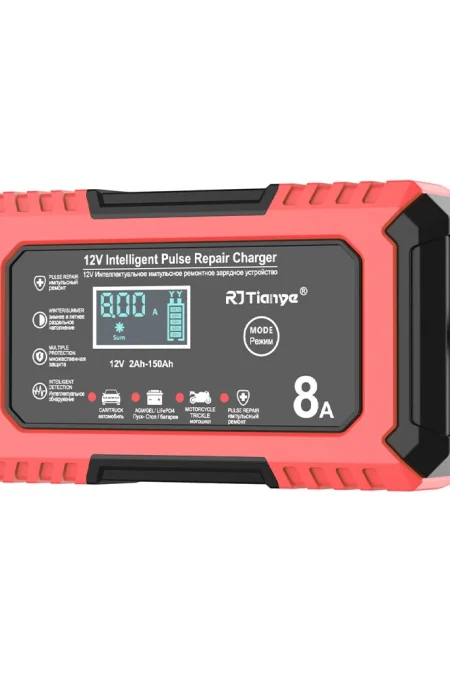 RJTianye 12V 8A 4ah-150ah Intelligent Pulse Repair Charger 110-230V AC Car Motorcycle Battery Charger LiFePO4 Charger Di