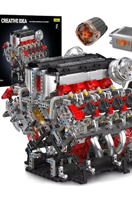 Mould King 10130 Technical Car Building Block Motorized F488 Supercar V-type 8 Cylinder V8 Engine Model Brick Assembly K