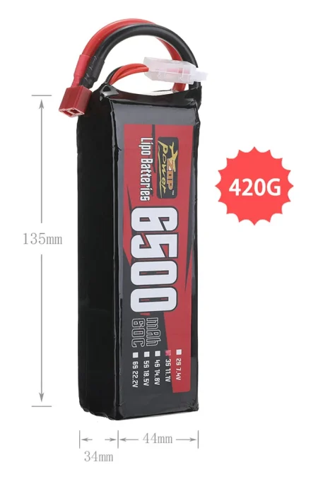 ZOP Power 11.1V 6500mAh 60C 3S LiPo Battery T Plug for RC Car