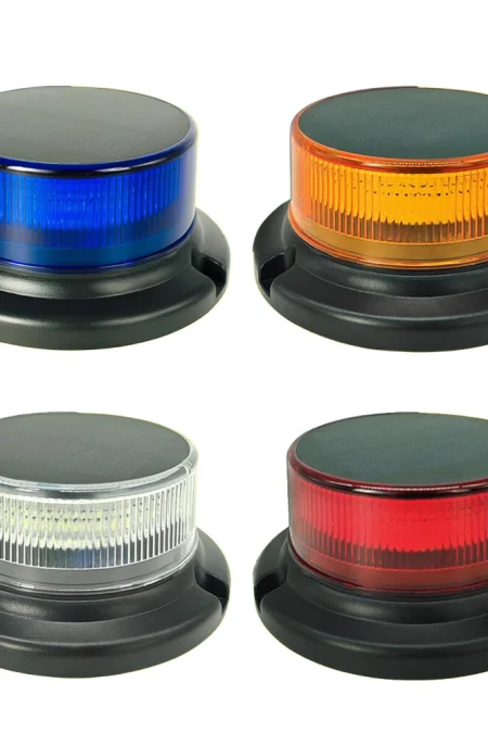 Solar Powered LED Warning Strobe Light Magnetic Base IP65 Waterproof Rechargeable for Emergency Safety