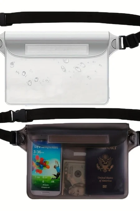 Outdoor Waterproof Transparent PVC Screen Touch Phone Waist Bag with Adjustable Strap Valuables Dry for Diving Surfing S