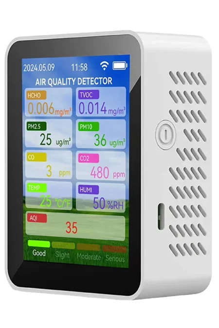 14-in-1 Tuya WiFi Air Quality Monitor HCHO TVOC CO2 Carbon Monoxide PM2.5 PM10 Temperature Humidity Portable Rechargeabl